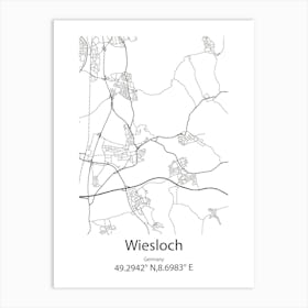 Wiesloch,Germany Minimalist Map Art Print