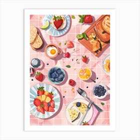 Pink Breakfast Food Veggie Breakfast 3 Art Print