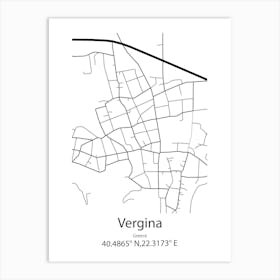 Vergina,Greece Minimalist Map Art Print