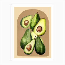 Avocado Watercolor Art 2 Art Print