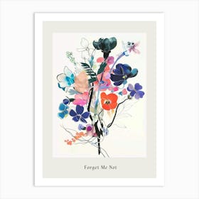 Forget Me Not 4 Collage Flower Bouquet Poster Art Print