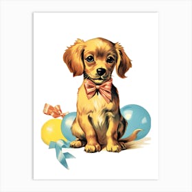 Vintage Puppy Labrador Dog Kitsch 3 Art Print