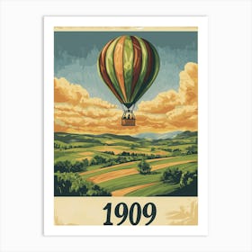 Aihrgdesign A Vintage Travel Poster Of A Hot Air Balloon Floa Da9e3d09 7693 4f40 Ba70 8e6526cbb0e3 1 Art Print