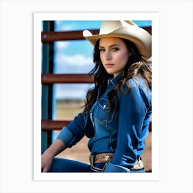 Cowgirl In Cowboy Hat 3 Art Print