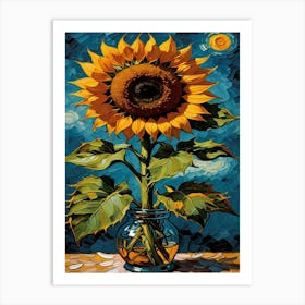 Sunflower Portrait - Inspired By Vincent Van Gogh Art Print