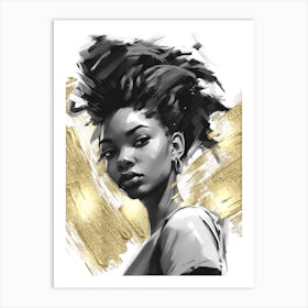 Black Girl with Gold Abstract 13 Art Print