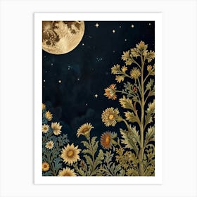 Moon And Flowers Style William Morris Art Print 1 1 Art Print