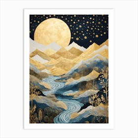 Moonlight Over The Mountains 2 Art Print