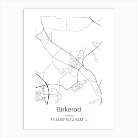 Birkerod,Denmark Minimalist Map Art Print