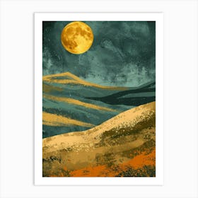 Moonlight Over The Hills Art Print