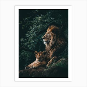 Lion And Cub Art Print