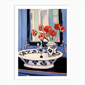 Bathroom Vanity Painting With A Poppy Bouquet 1 Art Print