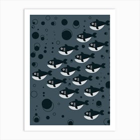 Piranha 1950s pattern Art Print