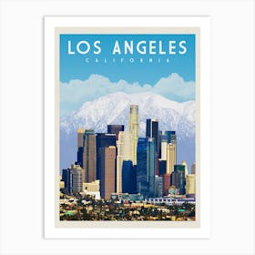 Los Angeles Skyline California Travel Poster Art Print