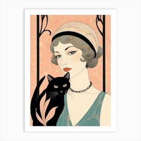 Lady With A Cat Art Print