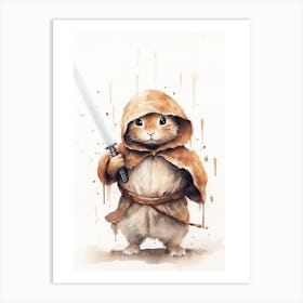 Bunny Rabbit As A Jedi Watercolour 3 Art Print