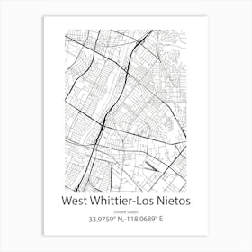 West Whittier Los Nietos,United States Minimalist Map Art Print