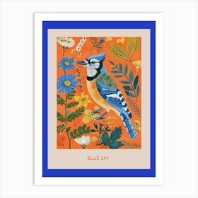 Spring Birds Poster Blue Jay 1 Art Print