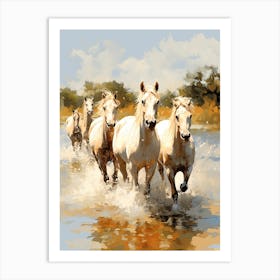 Horses Painting In Camargue, France 1 Art Print