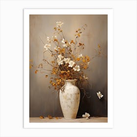 Forget Me Not, Autumn Fall Flowers Sitting In A White Vase, Farmhouse Style 2 Art Print