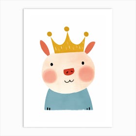 Little Pig 6 Wearing A Crown Art Print