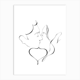 Line Art Kissing Couple_2008610 Art Print