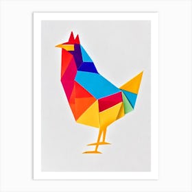 Rooster 2 Origami Bird Art Print