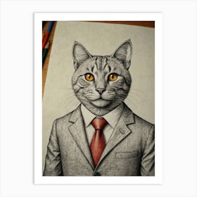 Business Cat 4 Art Print