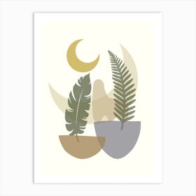 Moon And Ferns 2 Art Print