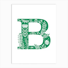 Letter B Bright Green Art Print