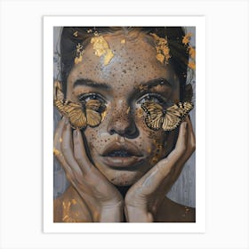 Gold Butterflies Art Print