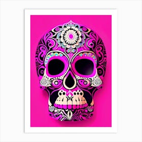 Skull With Mandala Patterns 2 Pink Pop Art Art Print