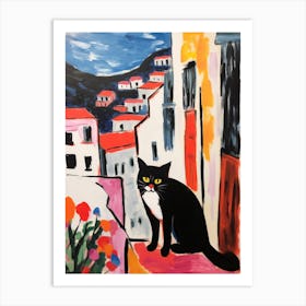 Painting Of A Cat In Matera Italy 2 Art Print