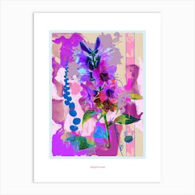 Delphinium 3 Neon Flower Collage Poster Art Print