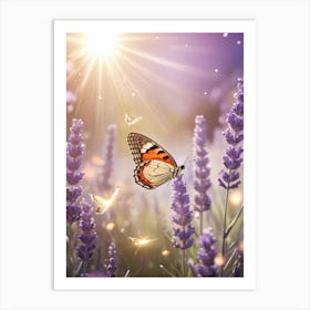 Butterfly On Lavender Flowers Art Print