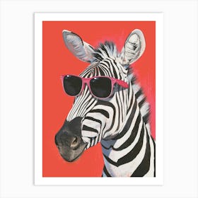 Kitsch Portrait Of A Zebra In Sunglasses 3 Art Print