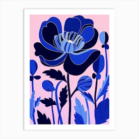 Blue Flower Illustration Tulip 3 Art Print