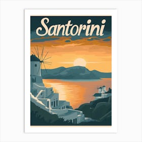 Aihrgdesign A Classic 1960s Travel Poster For Santorini 3 Art Print