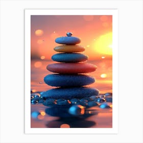 Pebbles At Sunset 2 Art Print