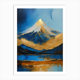 Mountain In Blue And Gold Art Print