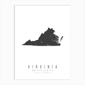 Virginia Mono Black And White Modern Minimal Street Map Art Print