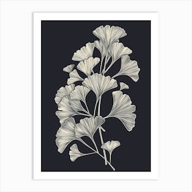 Ginkgo Tree Minimalistic Drawing 3 Art Print