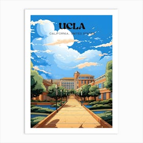 UCLA California University Travel Illustration Art Print