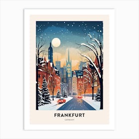 Winter Night  Travel Poster Frankfurt Germany Art Print