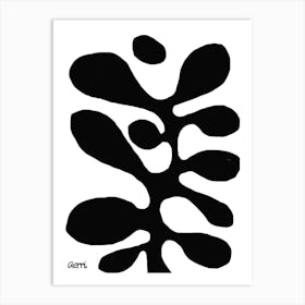 Funky Black Flower on White Art Print