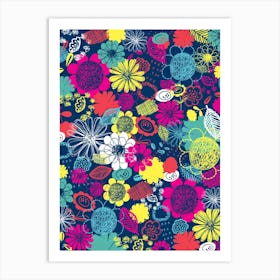 Floral Fantastic Blue Art Print