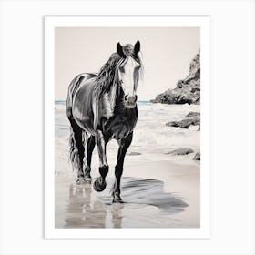 A Horse Oil Painting In Tulum Beach, Mexico, Portrait 3 Art Print