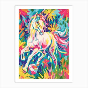 Rainbow Unicorn Playing Football 2 Art Print