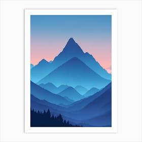 Misty Mountains Vertical Composition In Blue Tone 25 Art Print