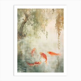 Koi Fish In The Pond Art Print